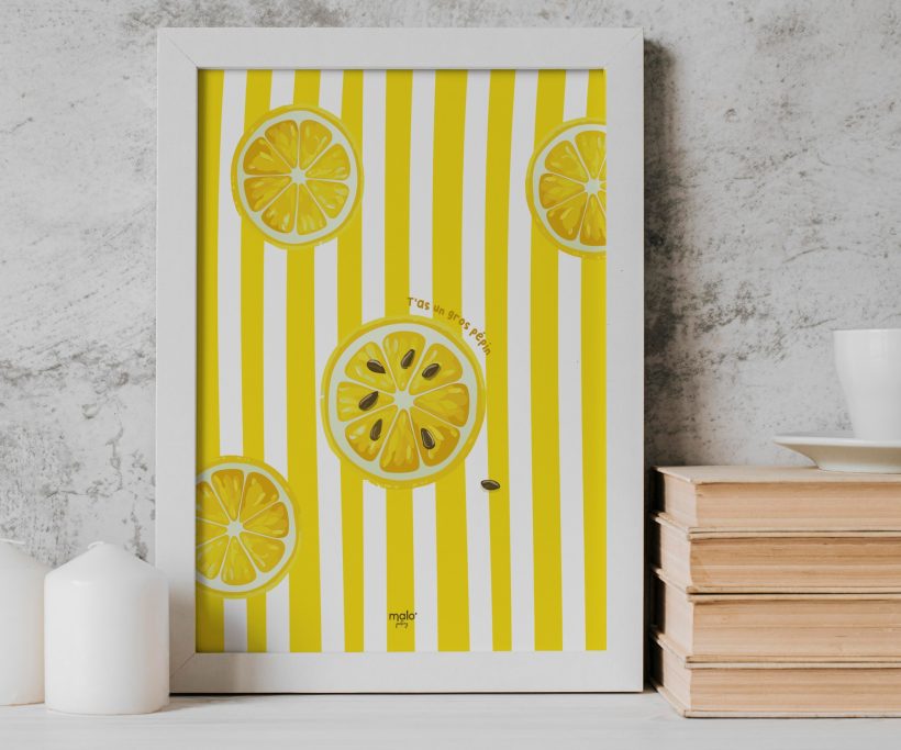 affiche citron rayures